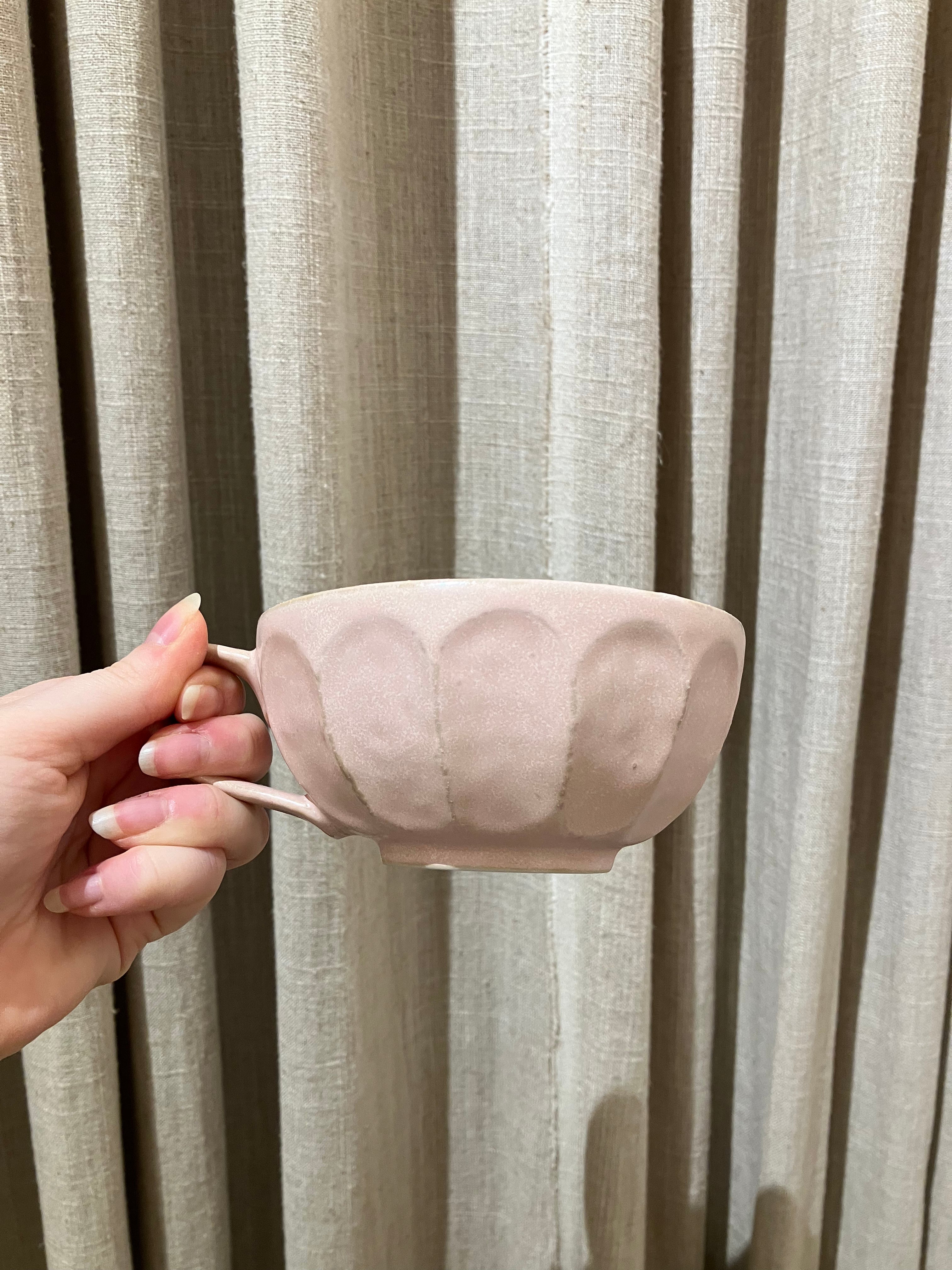 Large pink cup with handle