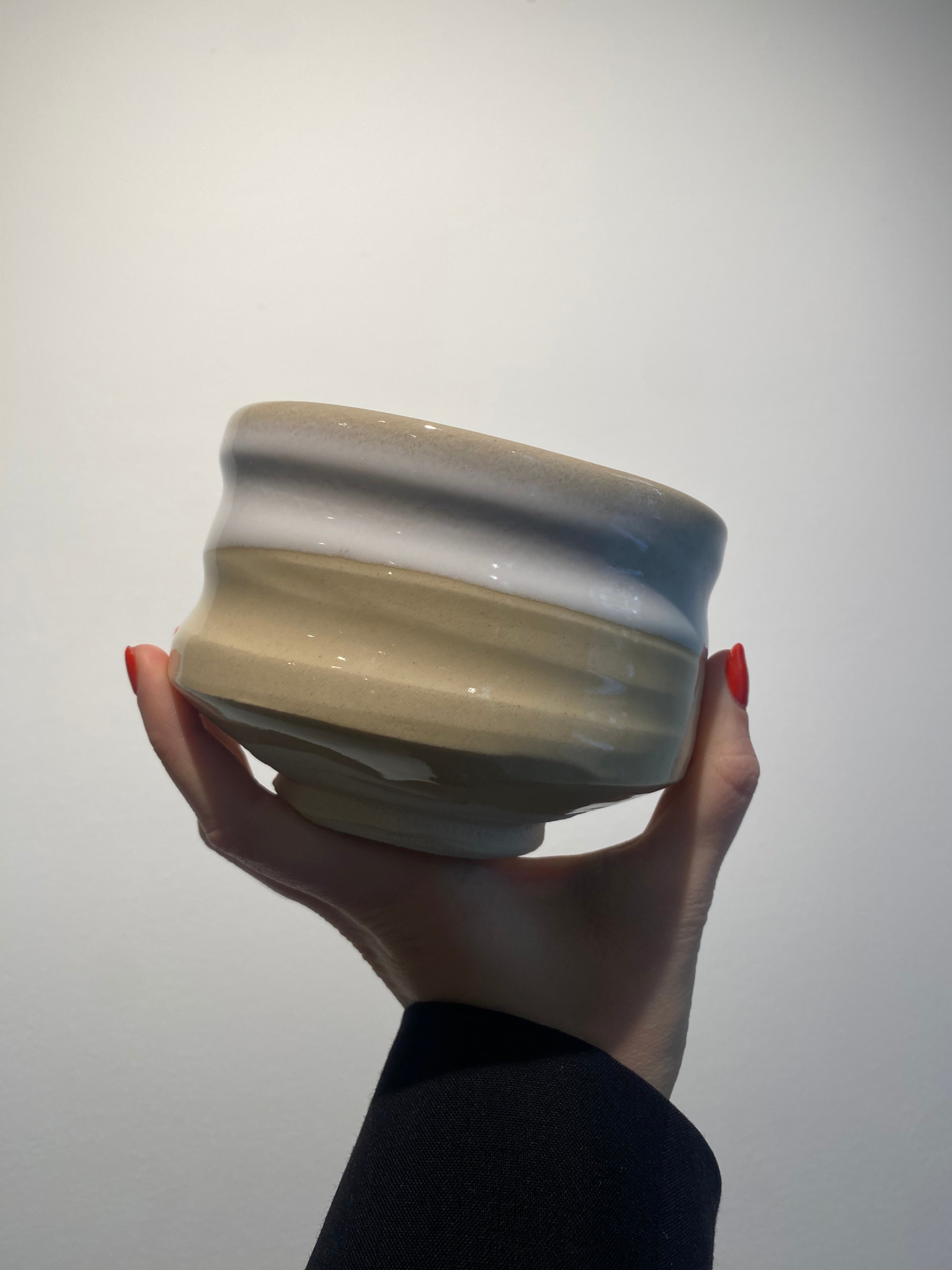 Matcha cup - Beige and white glaze