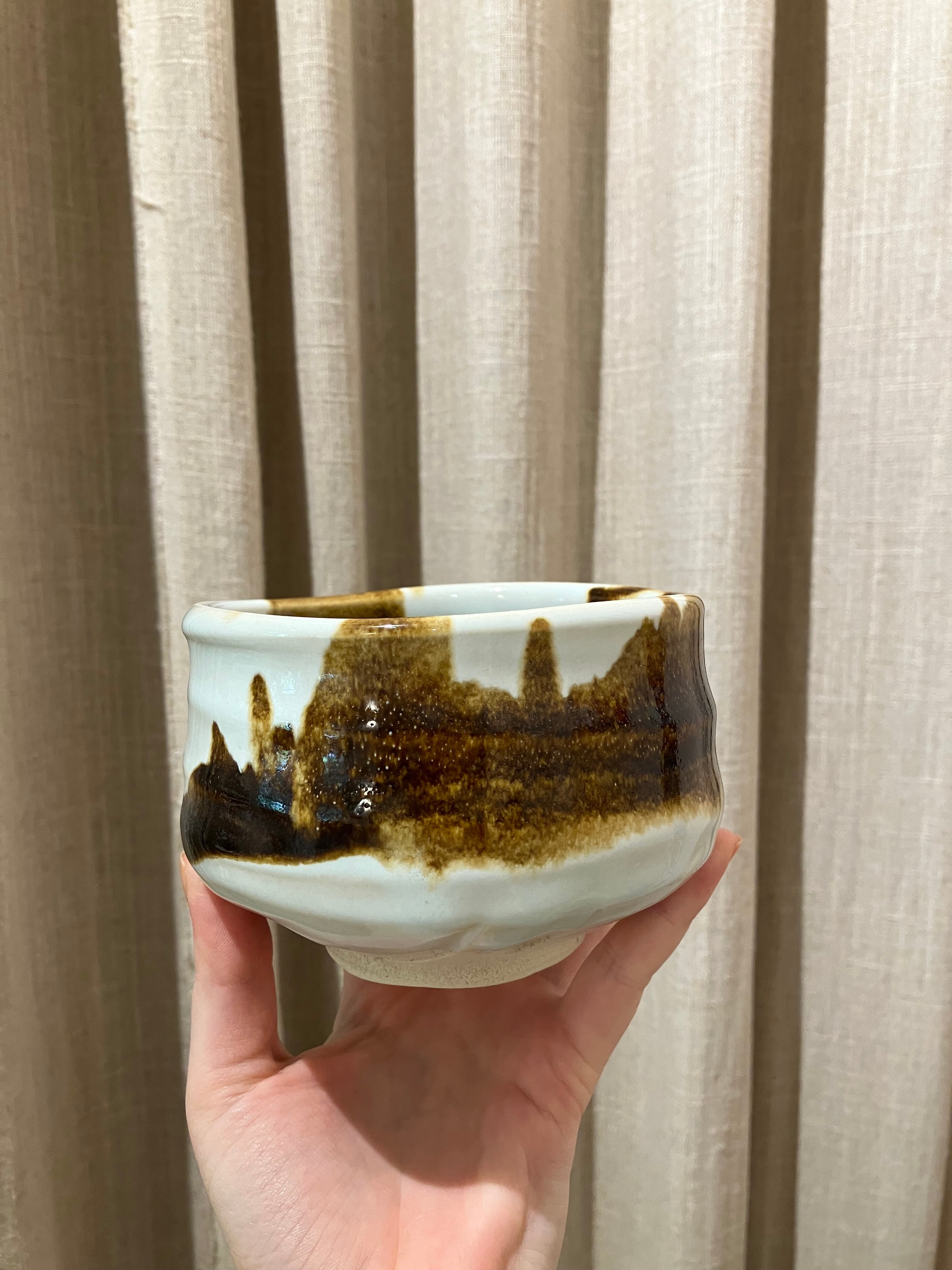 Matcha cup - White and brown glaze