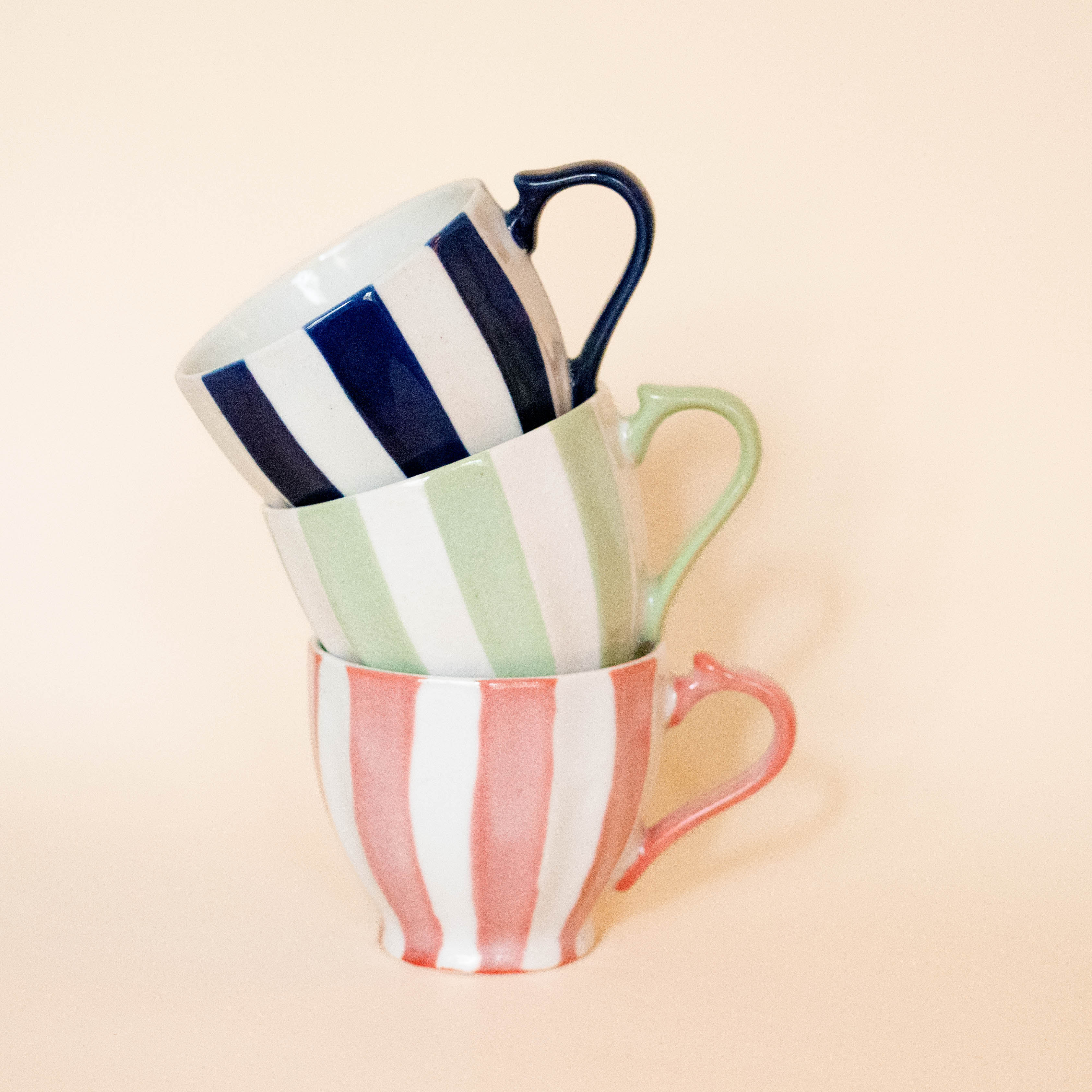 Japanese cup with pink stripes