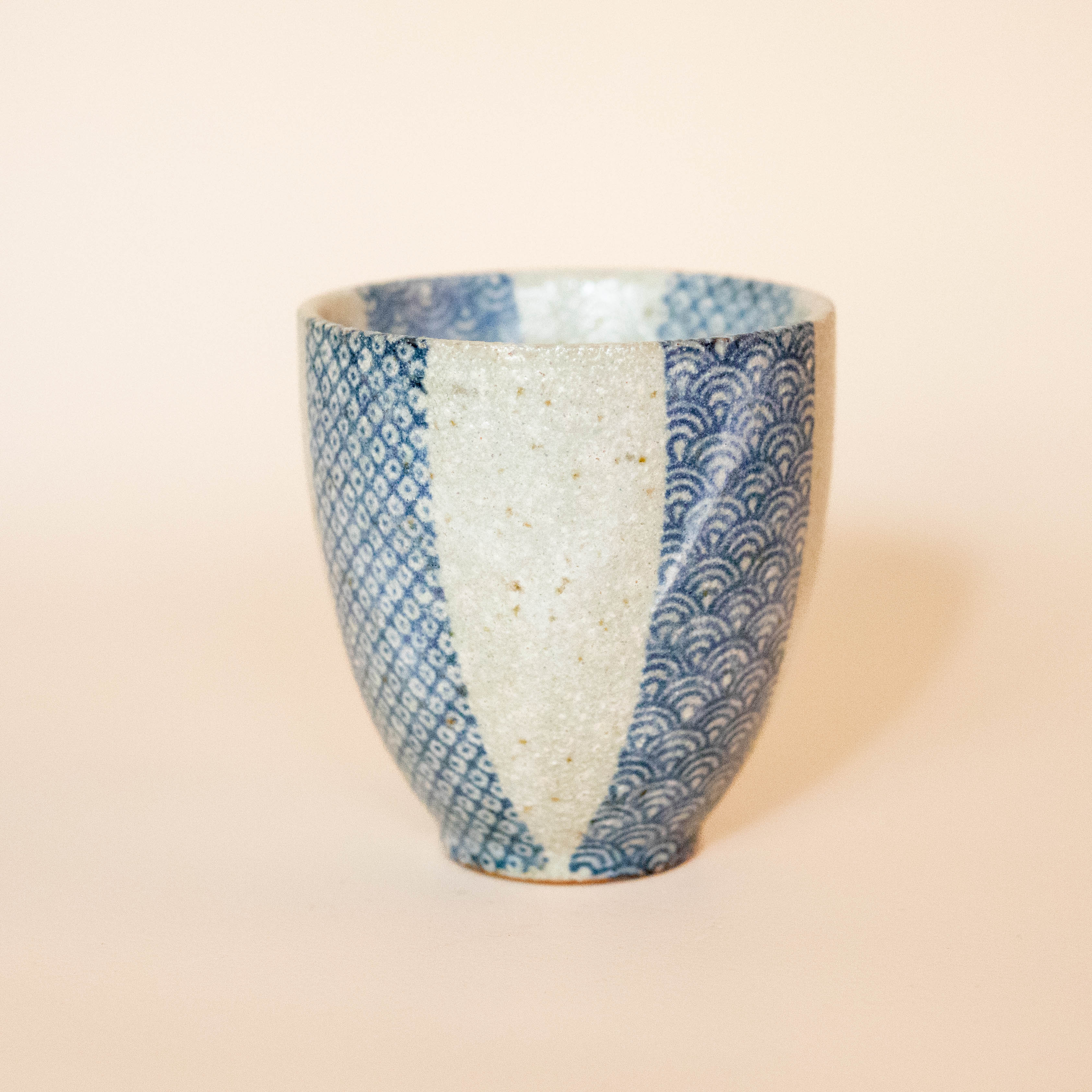 Japanese cup with blue wave motif