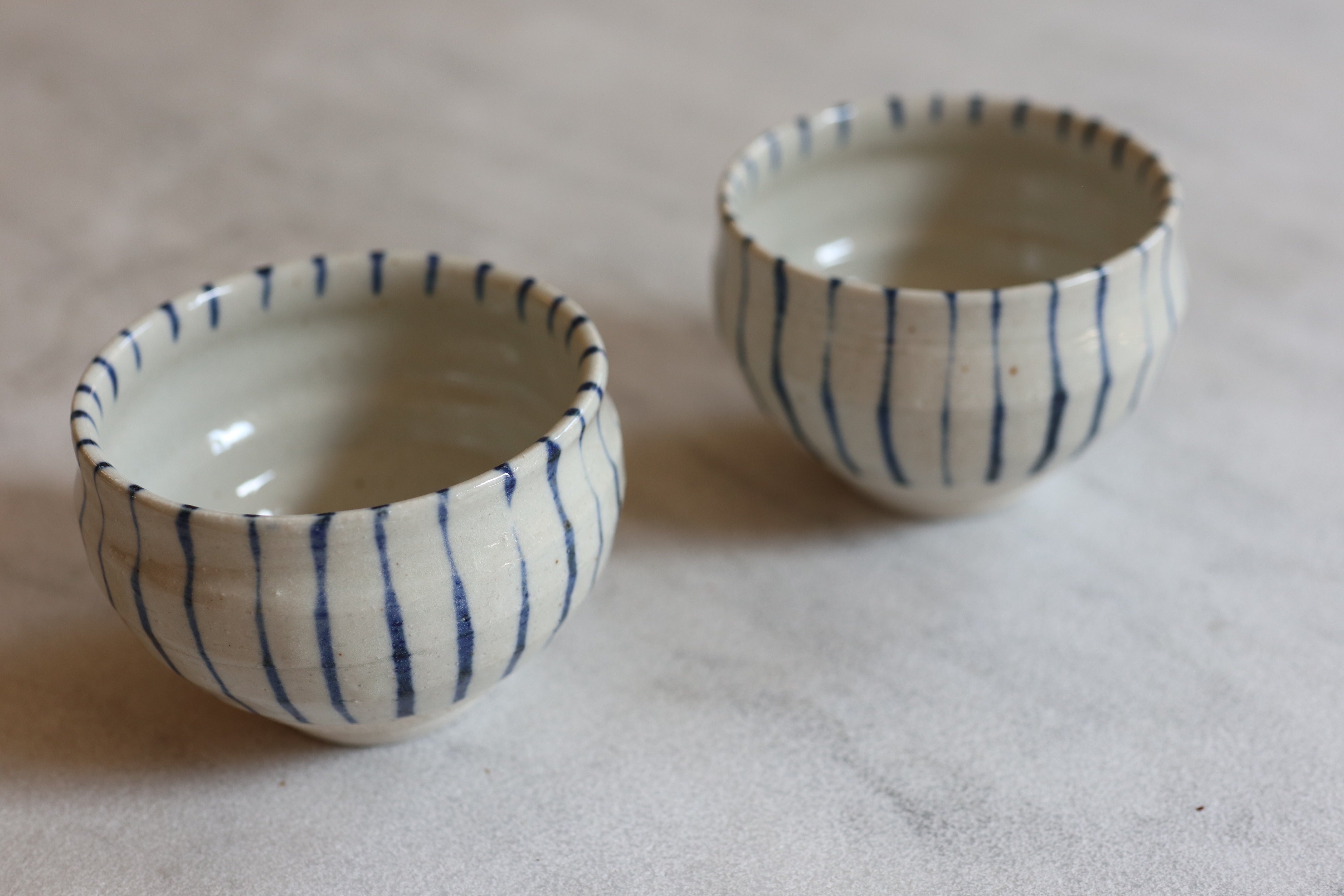 Japanese cup with blue stripes