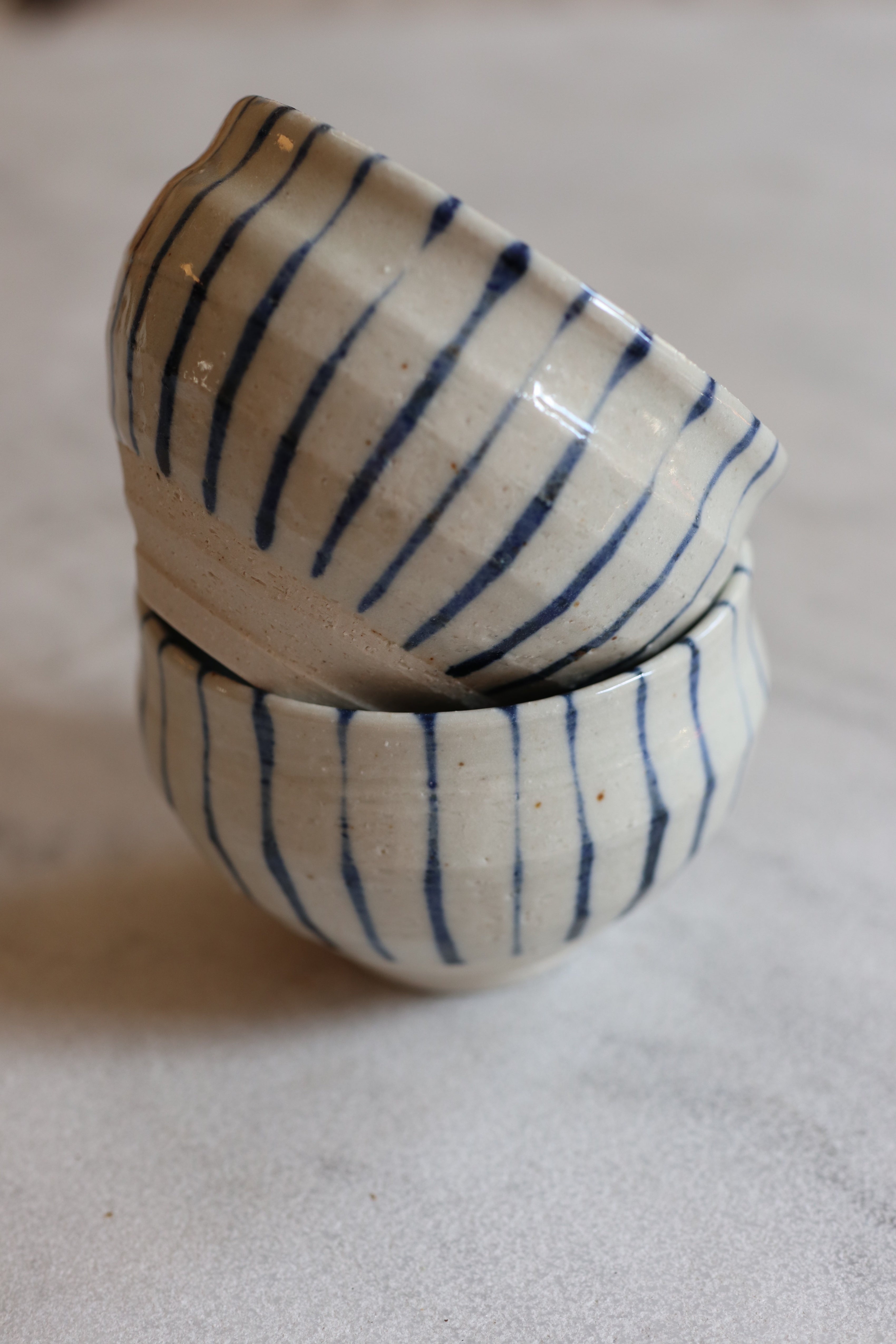 Japanese cup with blue stripes