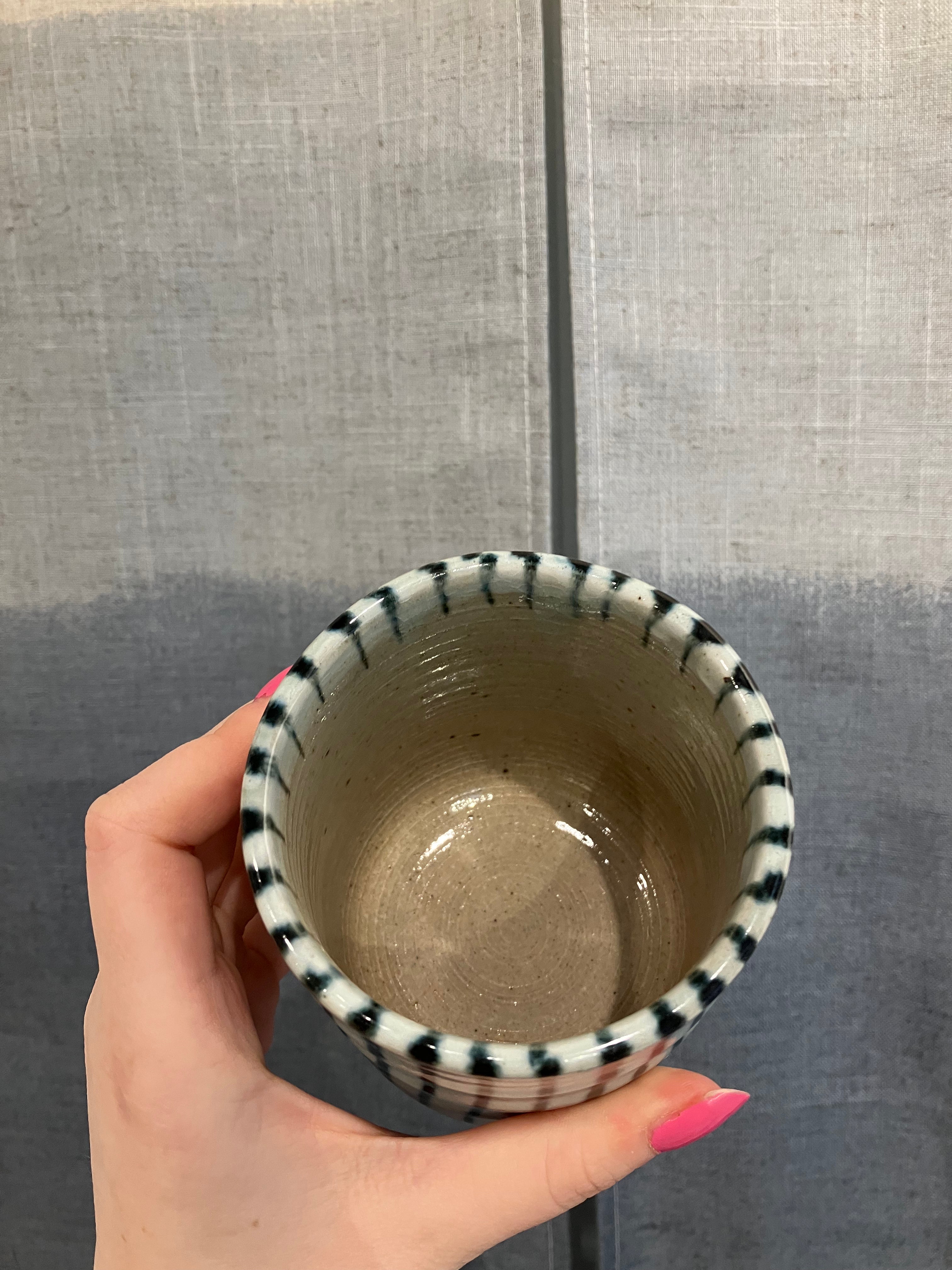 Large cup with blue stripes