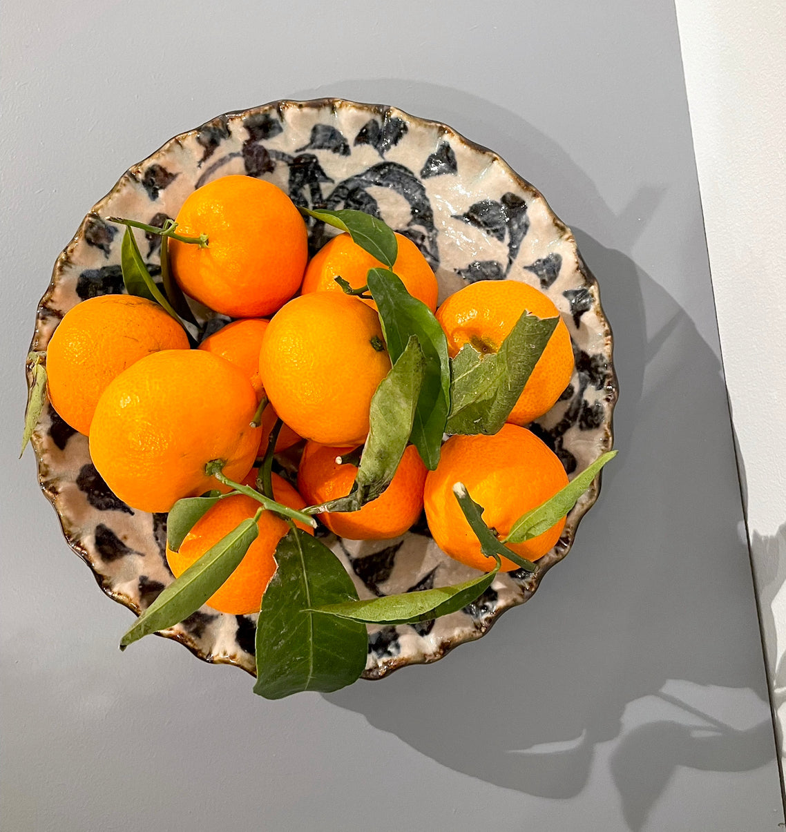 Hand painted Japanese dish with blue pattern