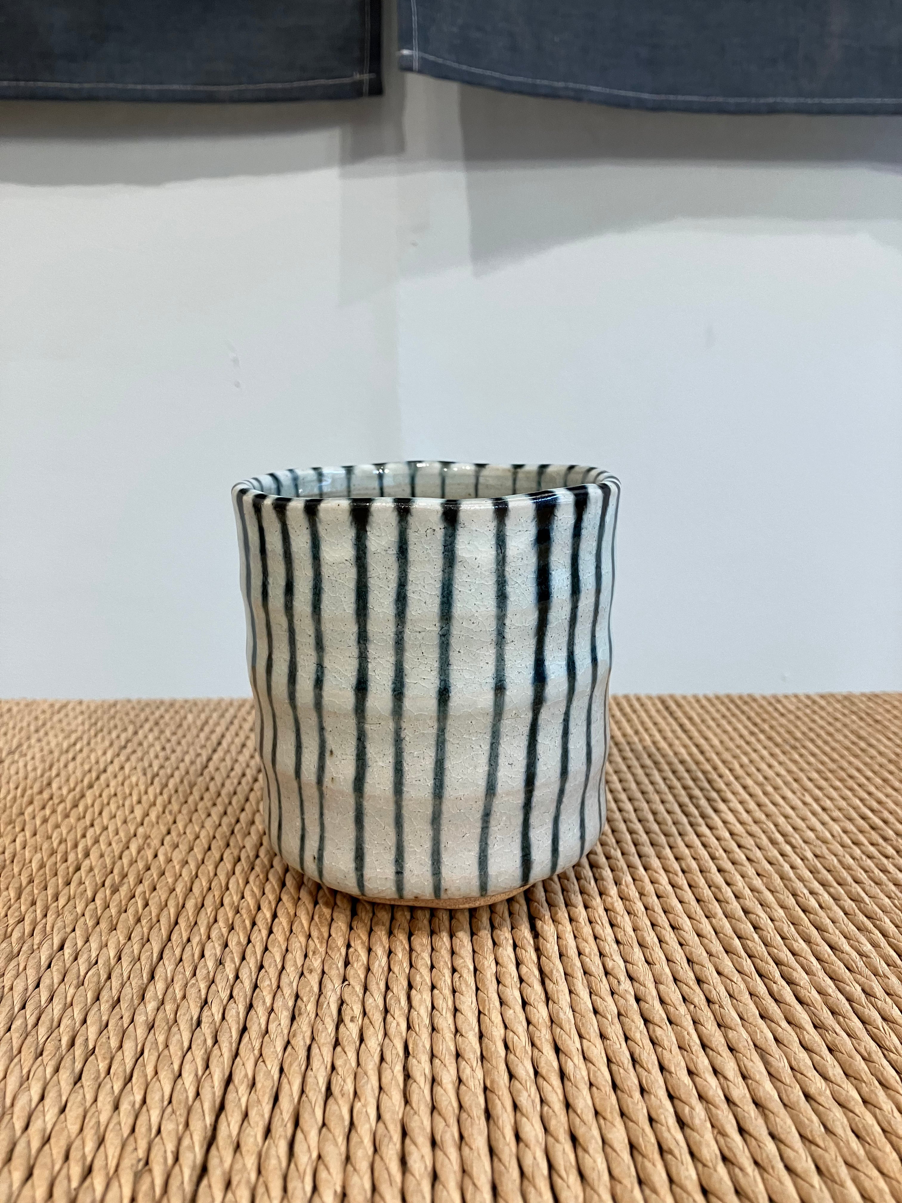 Large cup with blue stripes